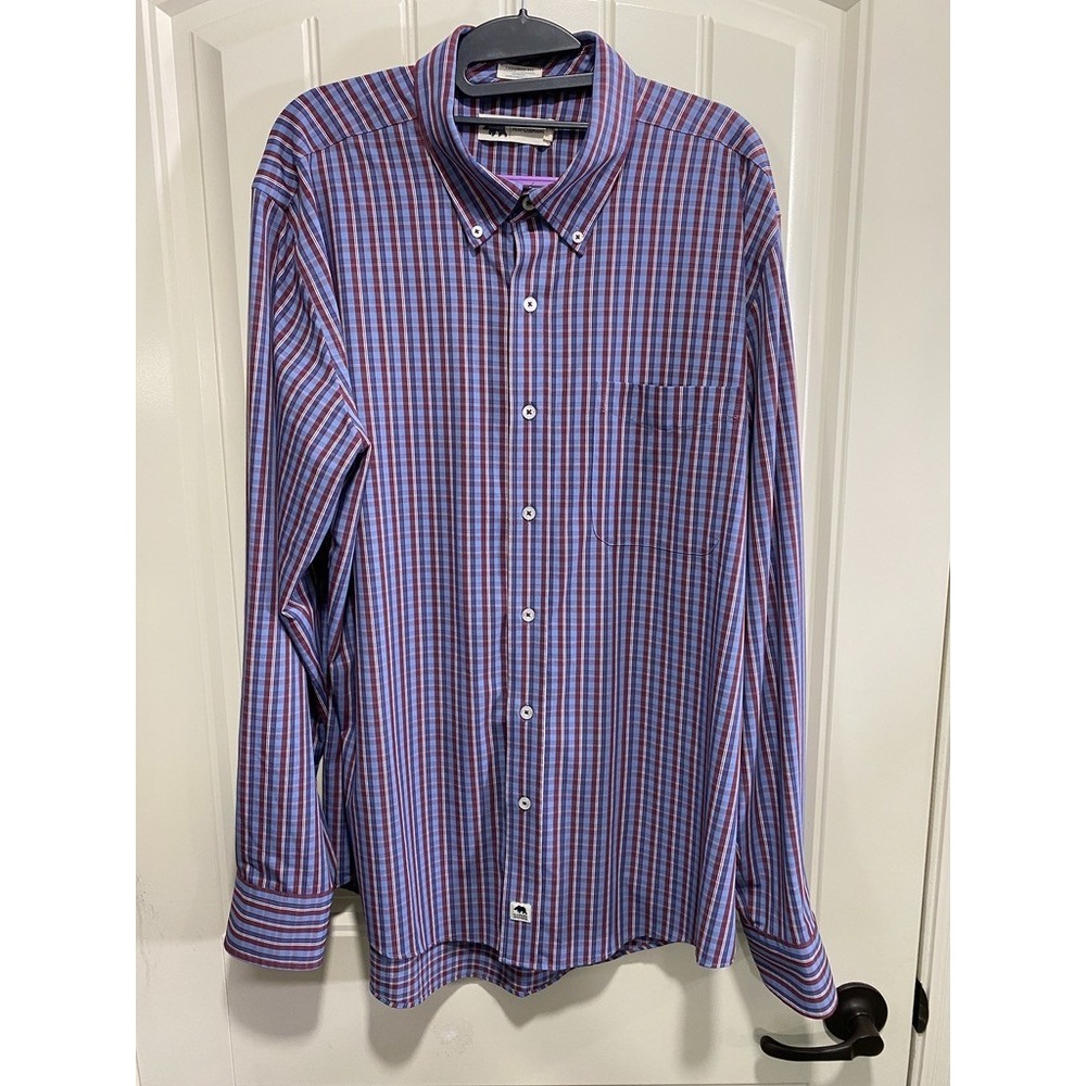 Onward Reserve Shirt Mens XL Blue Purple Performance Tailored Fit Button-Down